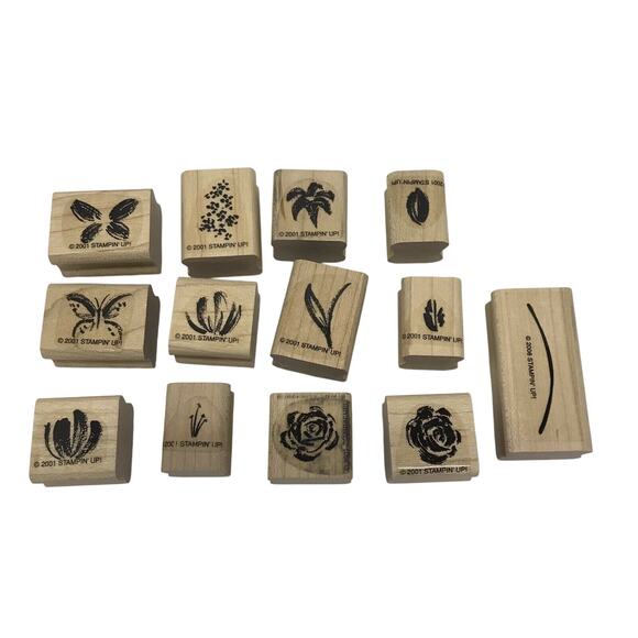 Stampin' Up! Watercolor Minis 13 Rubber Stamps Butterflies Flowers 2001 - Picture 1 of 8